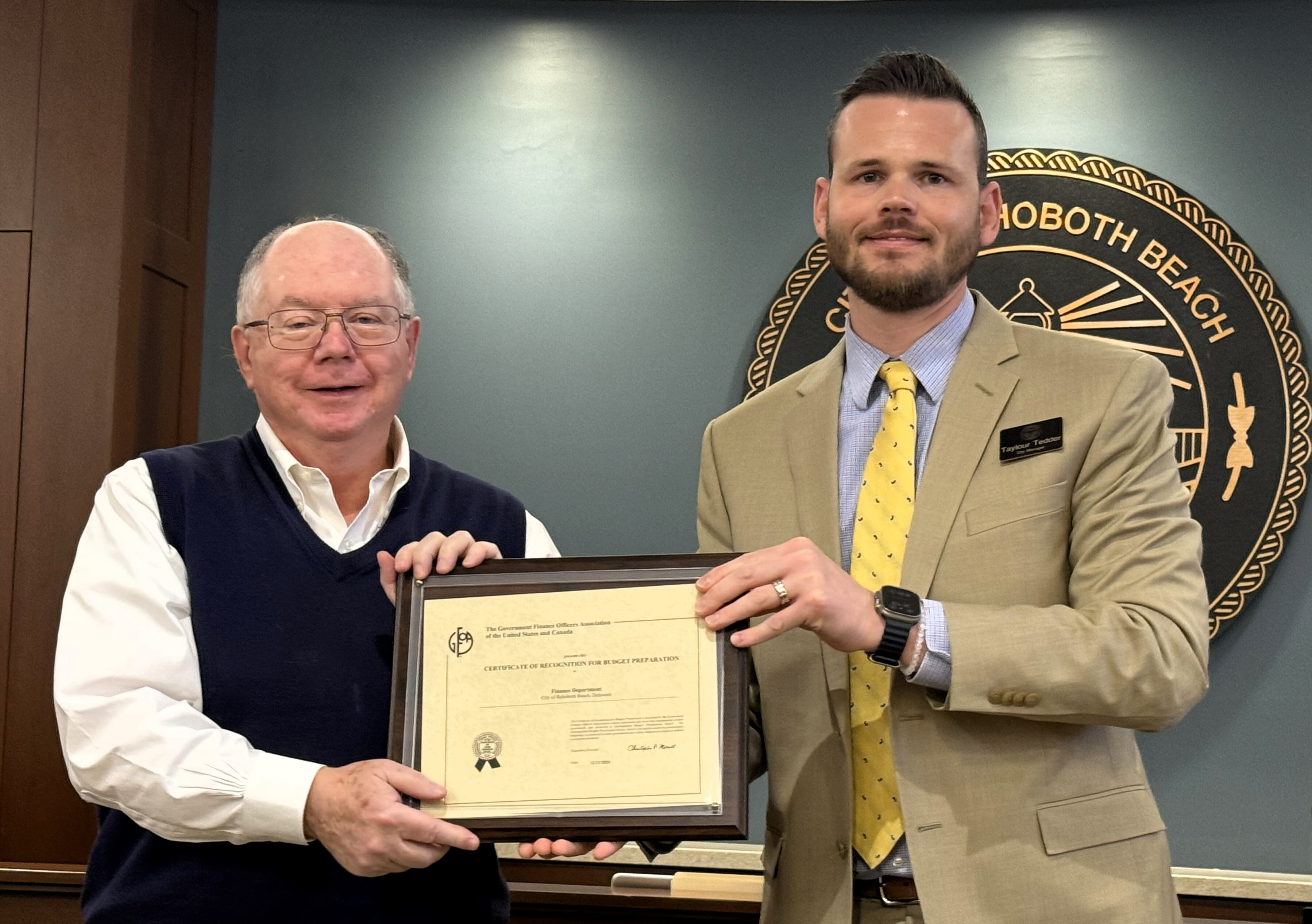 Image of Financial Director Burt Dukes and City Manager Taylour Tedder